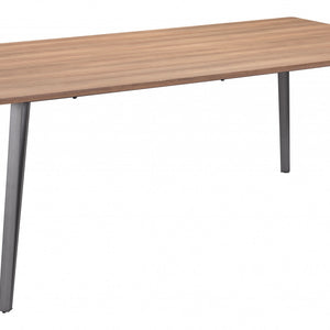40" Walnut Brown And Steel Gray Rectangular Dining Table