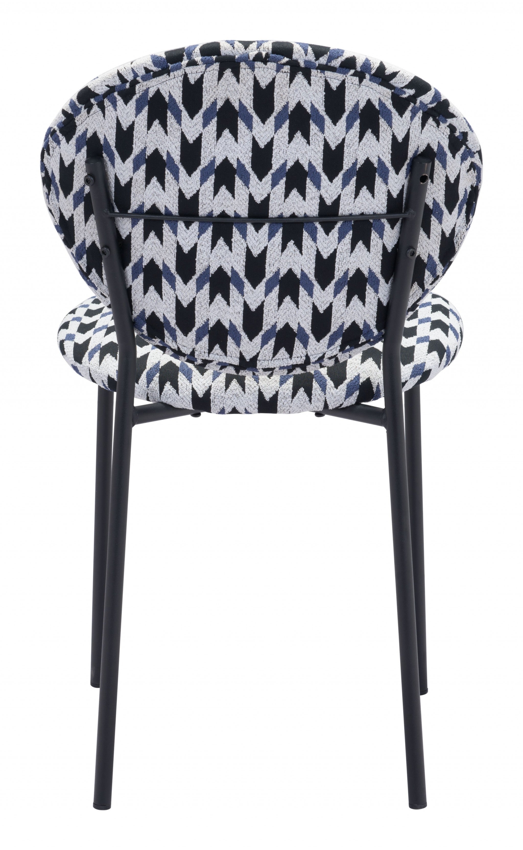 Set of Two Blue Black and White Arrow Design Dining or Side Chairs