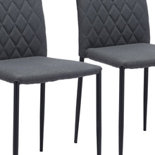 Set of Two Dark Gray Diamond Weave Dining Chairs