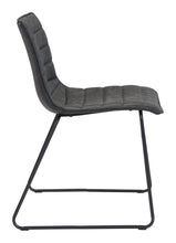 Set of Two Mod Black Vintage Look Faux Leather Dining Chairs