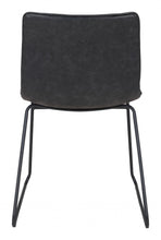 Set of Two Mod Black Vintage Look Faux Leather Dining Chairs