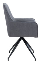 Set Of Two Black Gray Fabric Wingback Dining Chairs