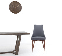 Dark Gray with White Piping and Walnut Dining Chairs Set of Two