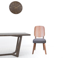 Set of Two Walnut and Dark Gray Modern Retro Dining Chairs