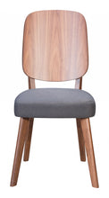 Set of Two Walnut and Dark Gray Modern Retro Dining Chairs