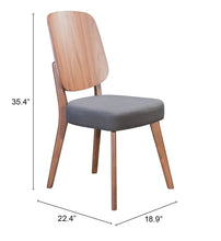 Set of Two Walnut and Dark Gray Modern Retro Dining Chairs
