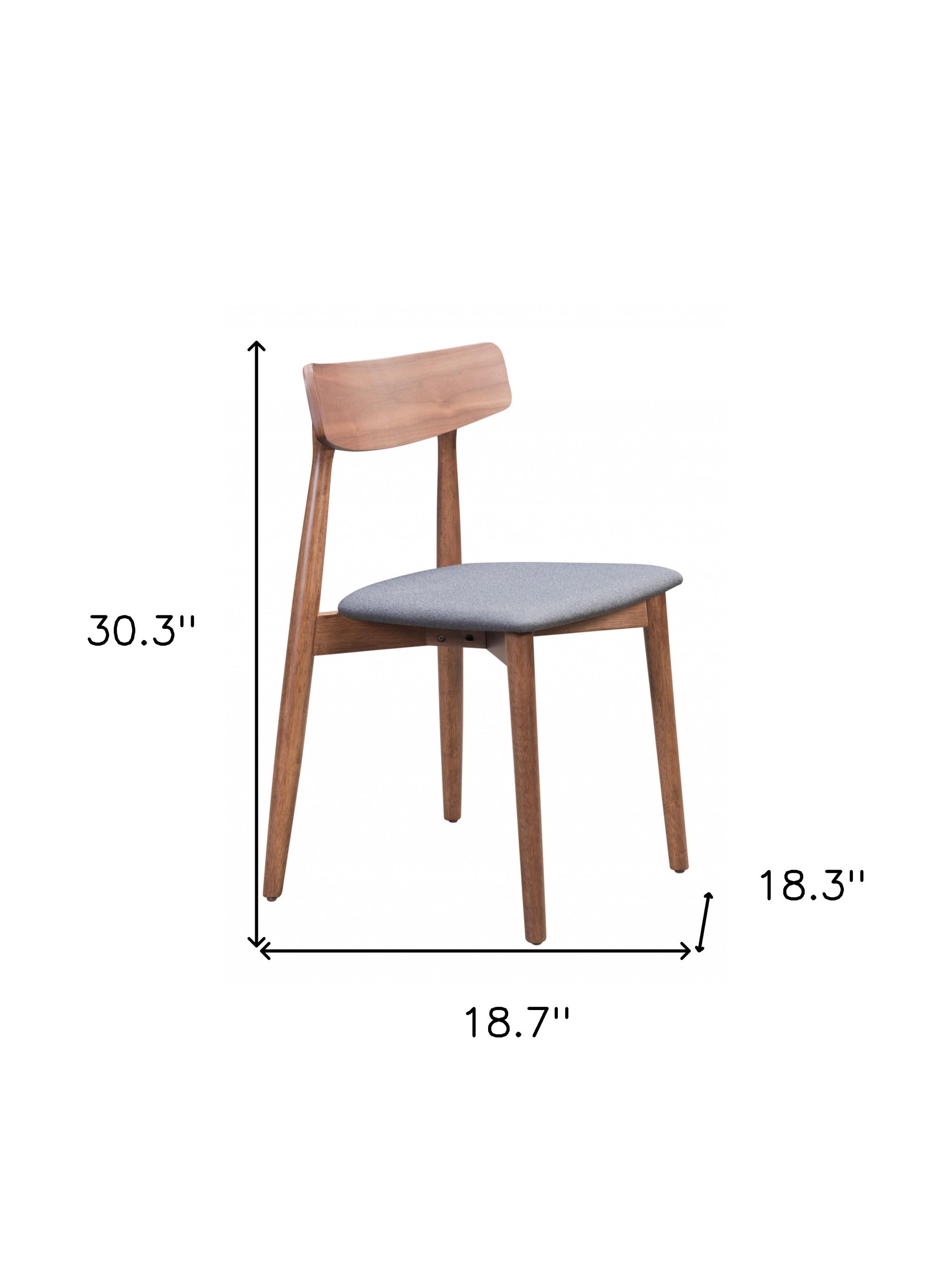 Set Of 2 Walnut and Gray King Louis Back Dining Chairs