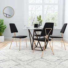 Set of Two Black and Gold Modern X Dining Chairs
