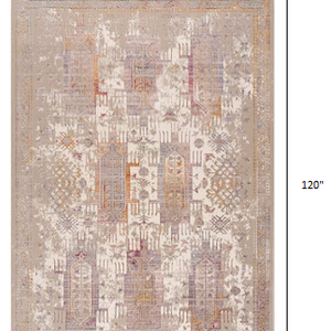 2’ x 10’ Beige Faded Tribal Motifs Runner Rug