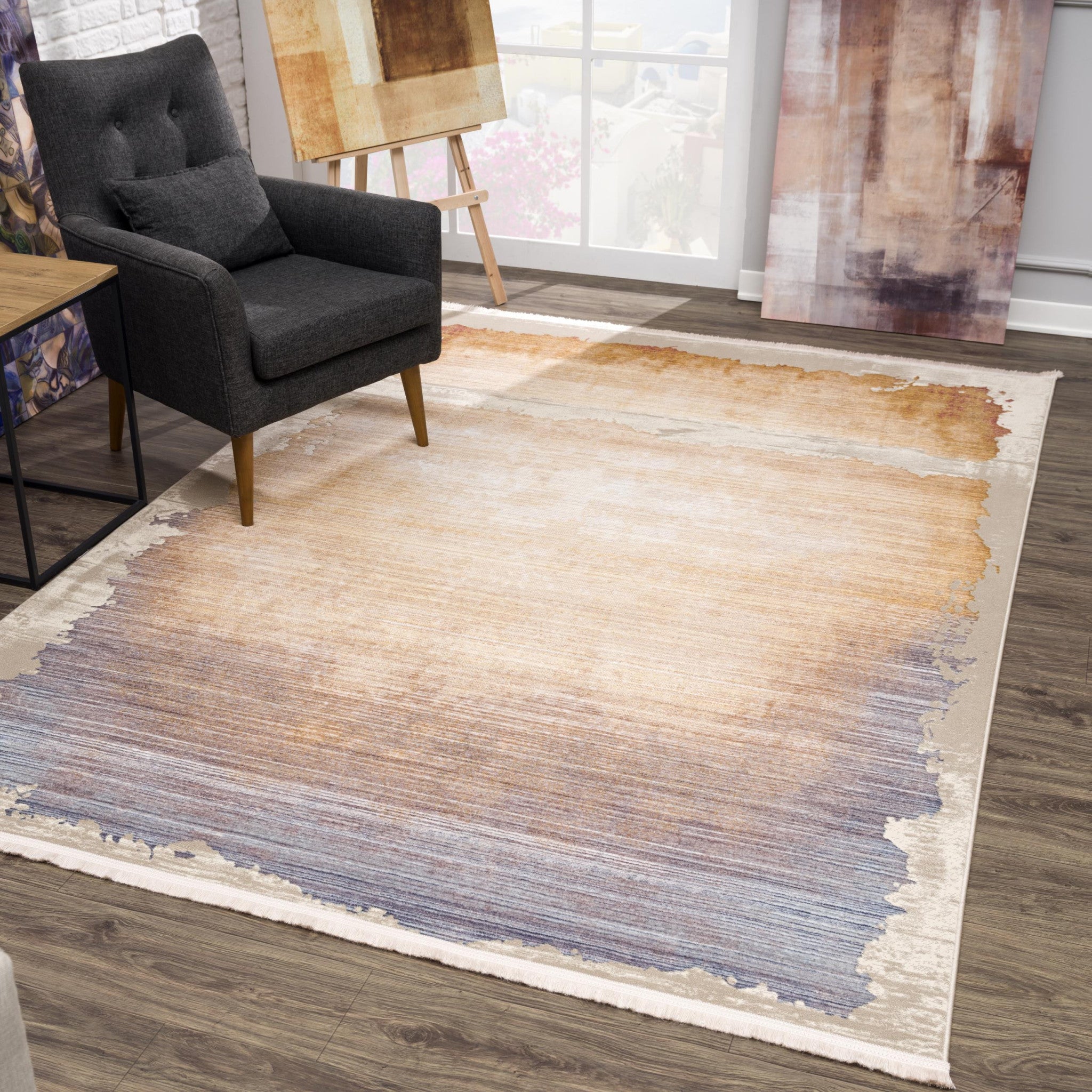 Beige Faded Sunset Runner Rug - 2’ x 10’