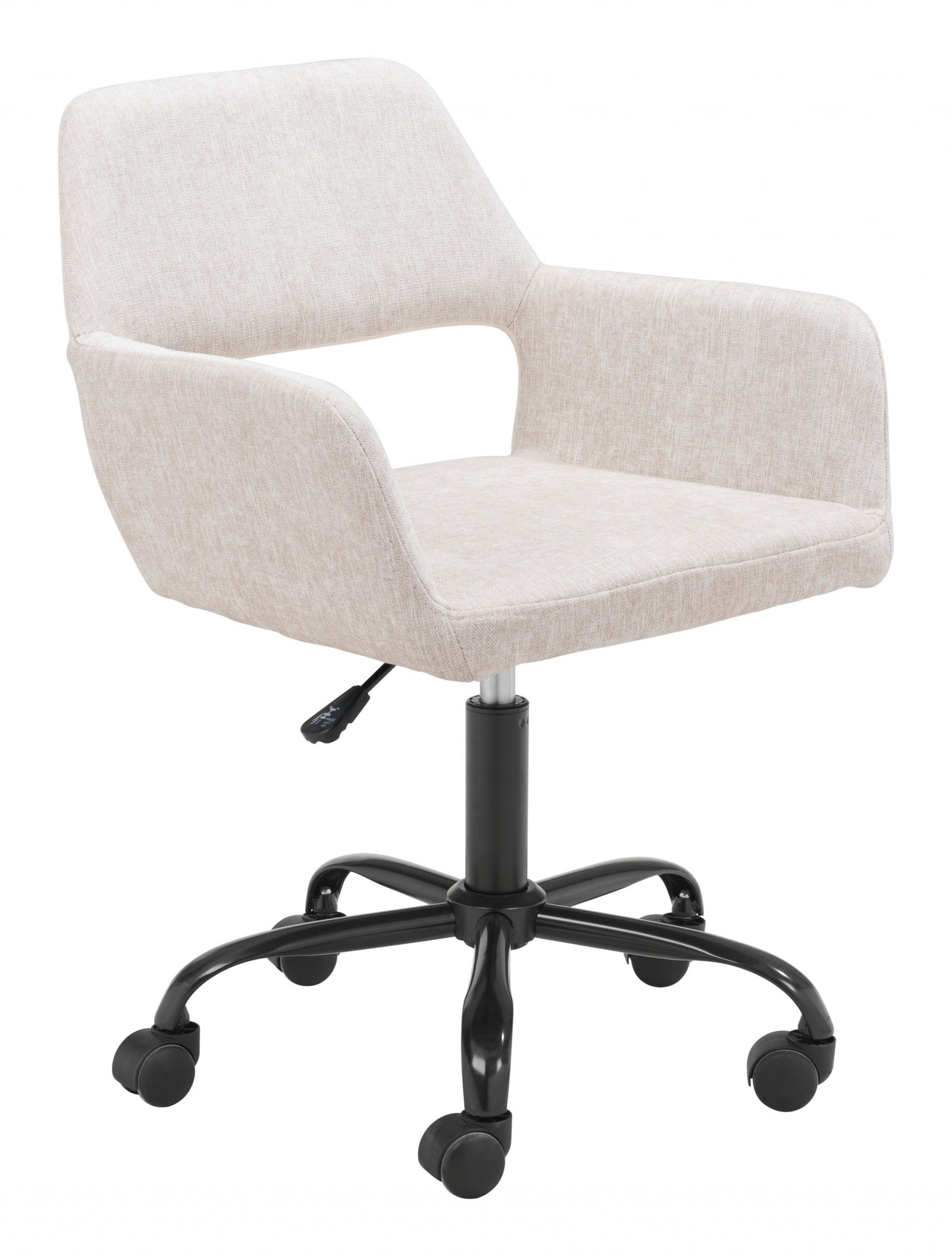 Beige Linen Seat Swivel Adjustable Task Chair Fabric Back Steel Frame