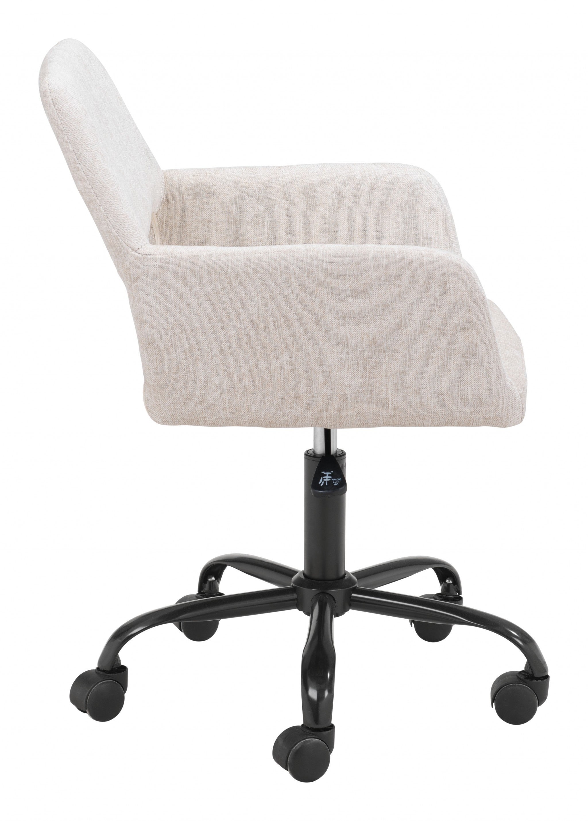 Beige Linen Seat Swivel Adjustable Task Chair Fabric Back Steel Frame