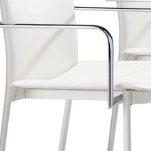 White Faux Leather Seat Adjustable Conference Chair Metal Back Steel Frame