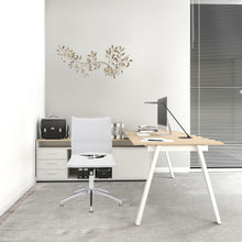 White Faux Leather Seat Swivel Adjustable Conference Chair Metal Back Steel Frame