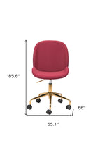Red Velvet Seat Swivel Adjustable Task Chair Metal Back Steel Frame