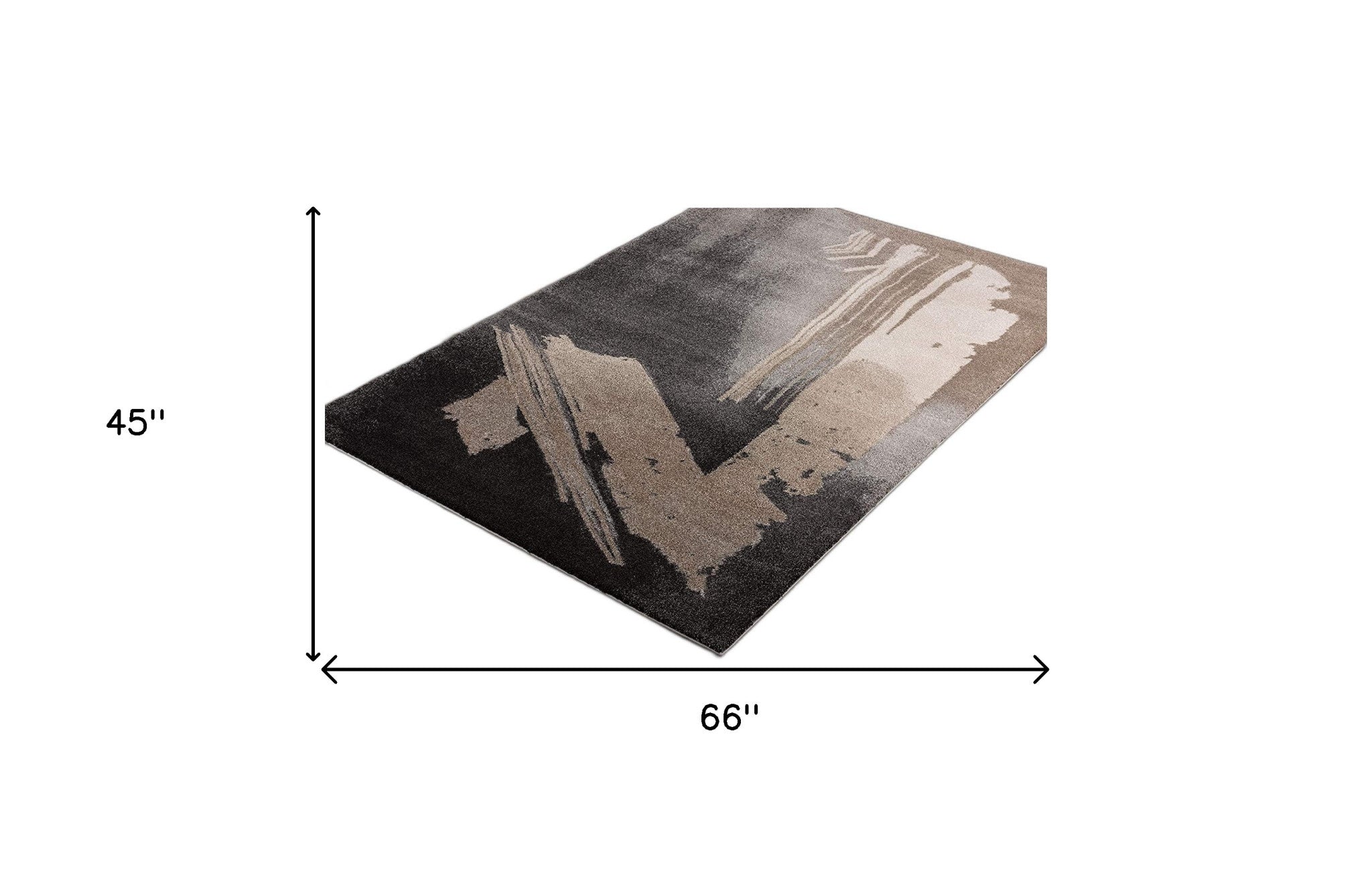 Gray and Tan Abstract Stroke Area Rug - 4’ x 6’