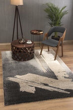 Gray and Tan Abstract Stroke Area Rug - 4’ x 6’