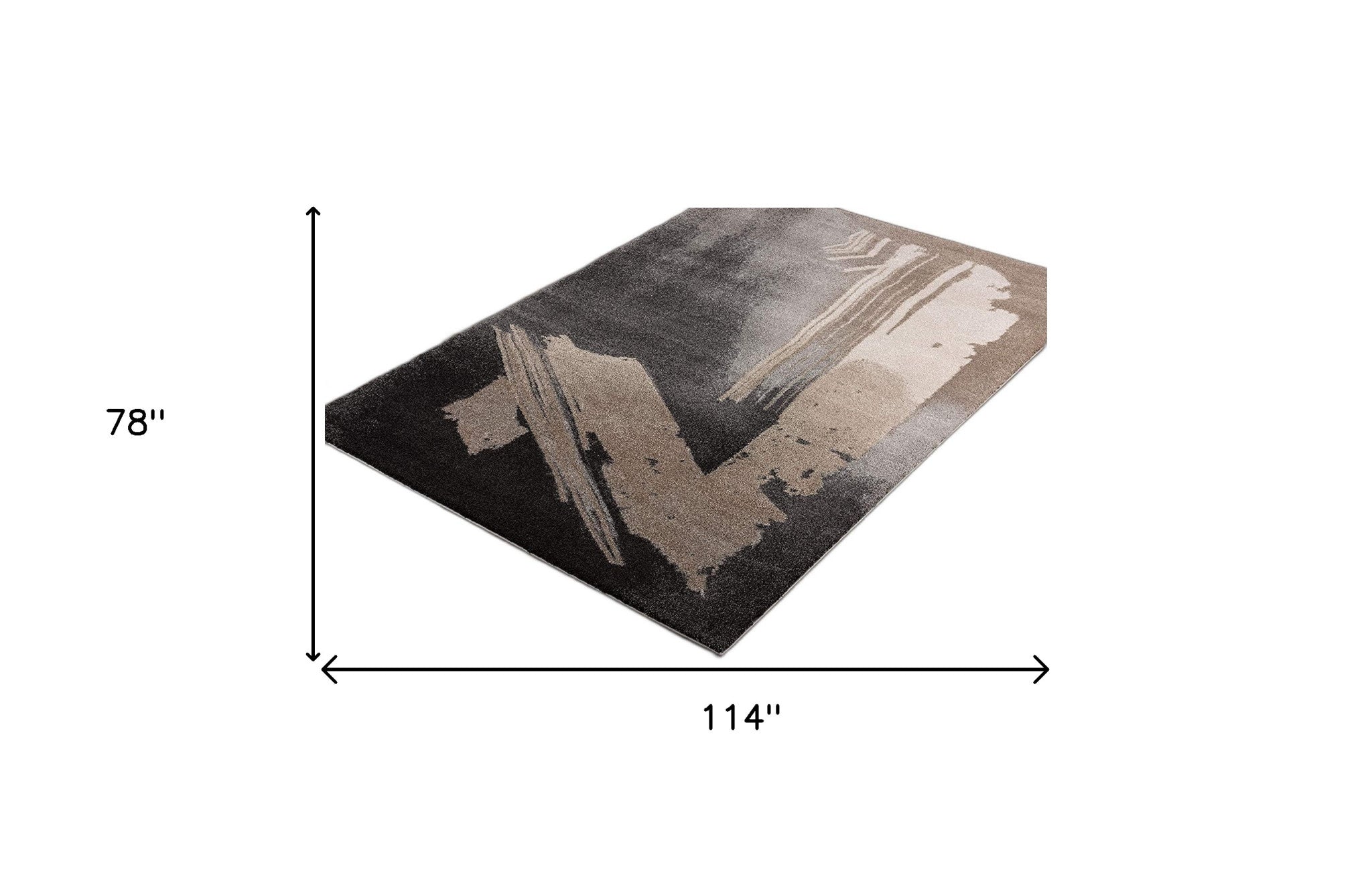 Gray and Tan Abstract Stroke Area Rug - 4’ x 6’