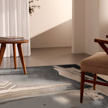 Gray and Tan Abstract Stroke Area Rug - 4’ x 6’