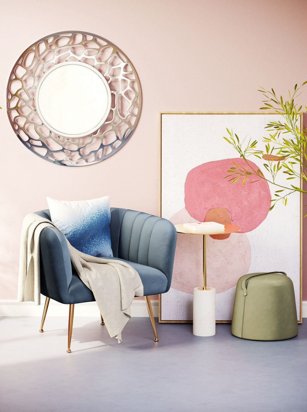 Gray and Gold Super Soft Vertical Channel Accent Club Chair