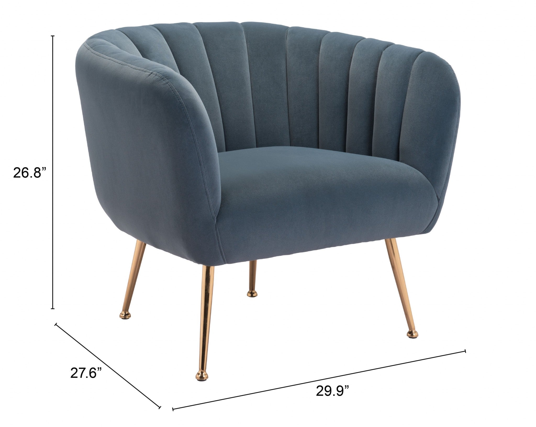 Gray and Gold Super Soft Vertical Channel Accent Club Chair