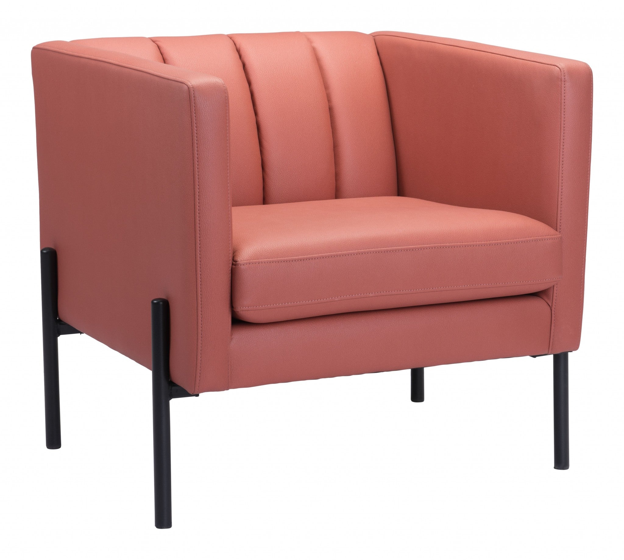 赤土色和黑色現代立方體人造皮革椅子