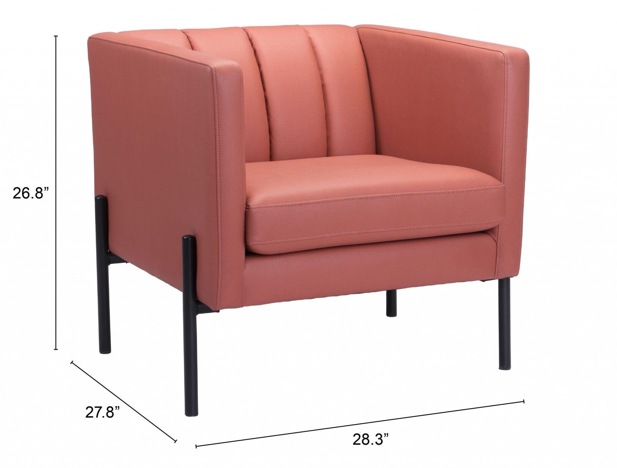 赤土色和黑色現代立方體人造皮革椅子