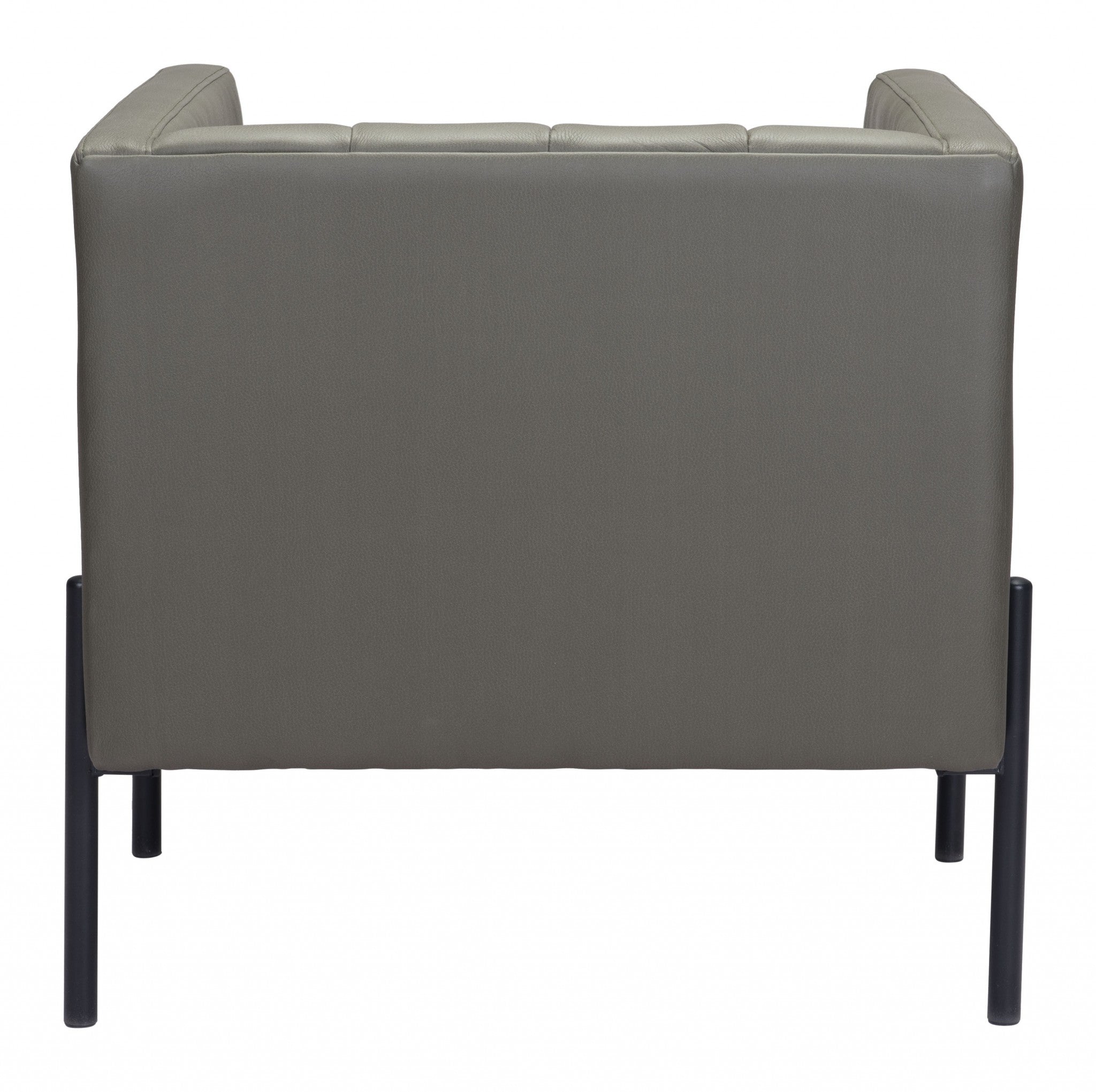 Dark Khaki Green and Black Modern Cube Faux Leather Accent Chair