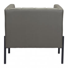 Dark Khaki Green and Black Modern Cube Faux Leather Accent Chair
