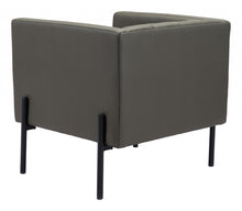 Dark Khaki Green and Black Modern Cube Faux Leather Accent Chair