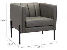 Dark Khaki Green and Black Modern Cube Faux Leather Accent Chair