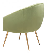 Mossy Green and Gold Curve Vertical Channel Accent Club Chair