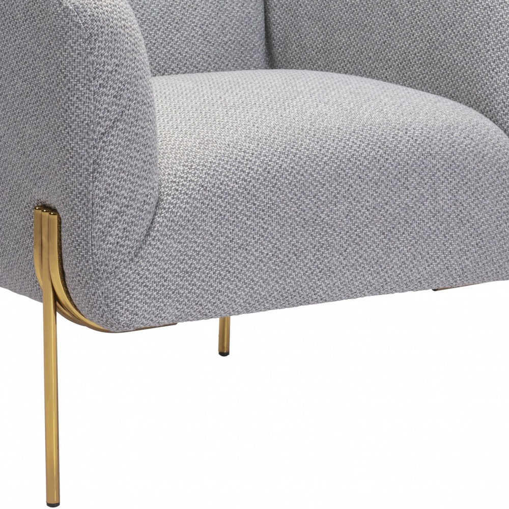 Gray and Gold Textural Upholstered Accent Armchair