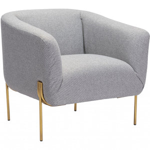 Gray and Gold Textural Upholstered Accent Armchair