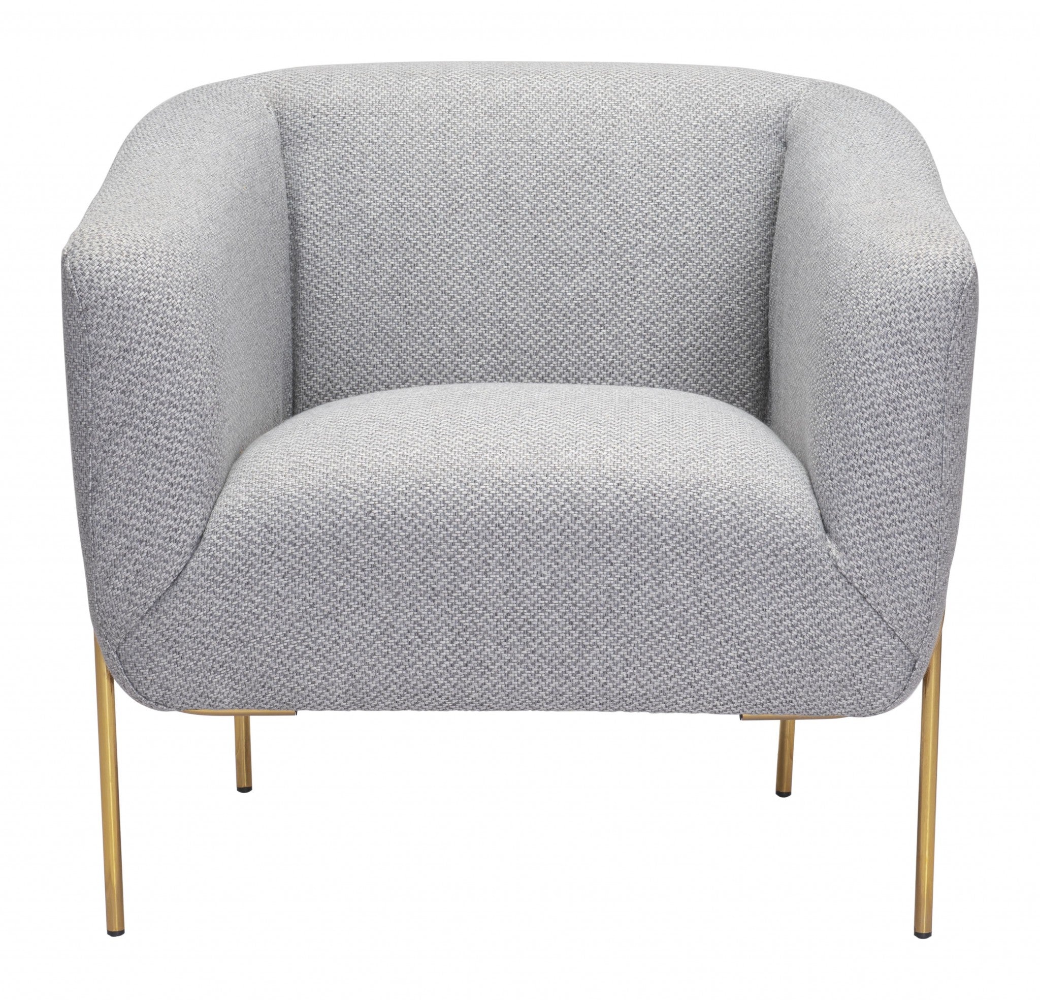 Gray and Gold Textural Upholstered Accent Armchair