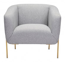 Gray and Gold Textural Upholstered Accent Armchair