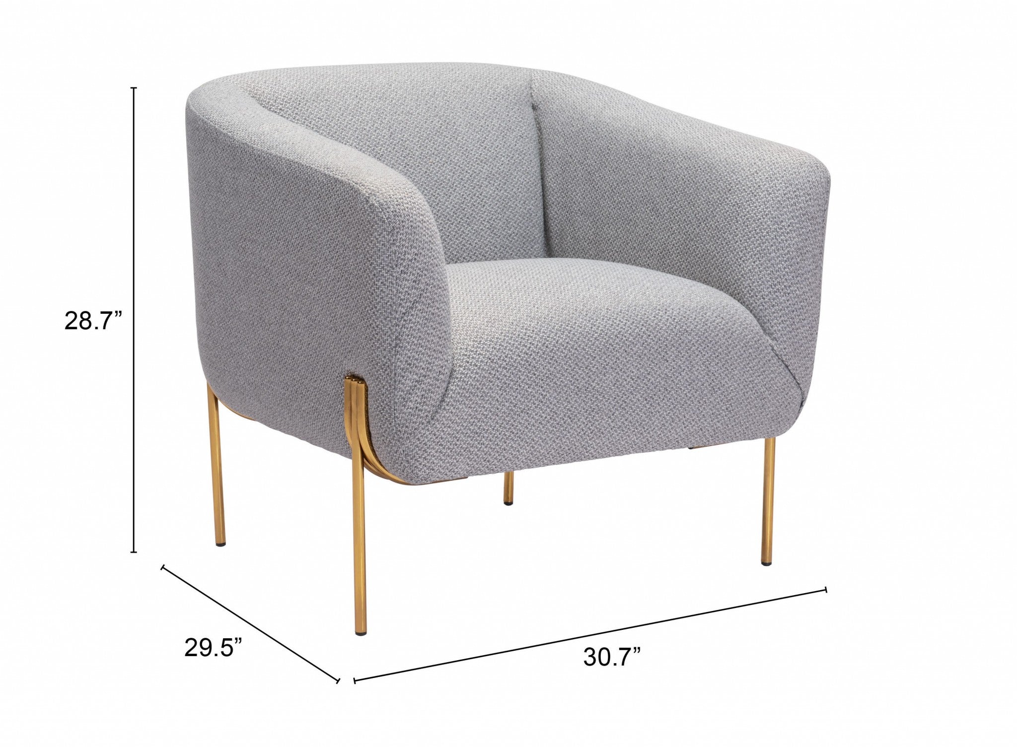 Gray and Gold Textural Upholstered Accent Armchair