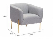 Gray and Gold Textural Upholstered Accent Armchair
