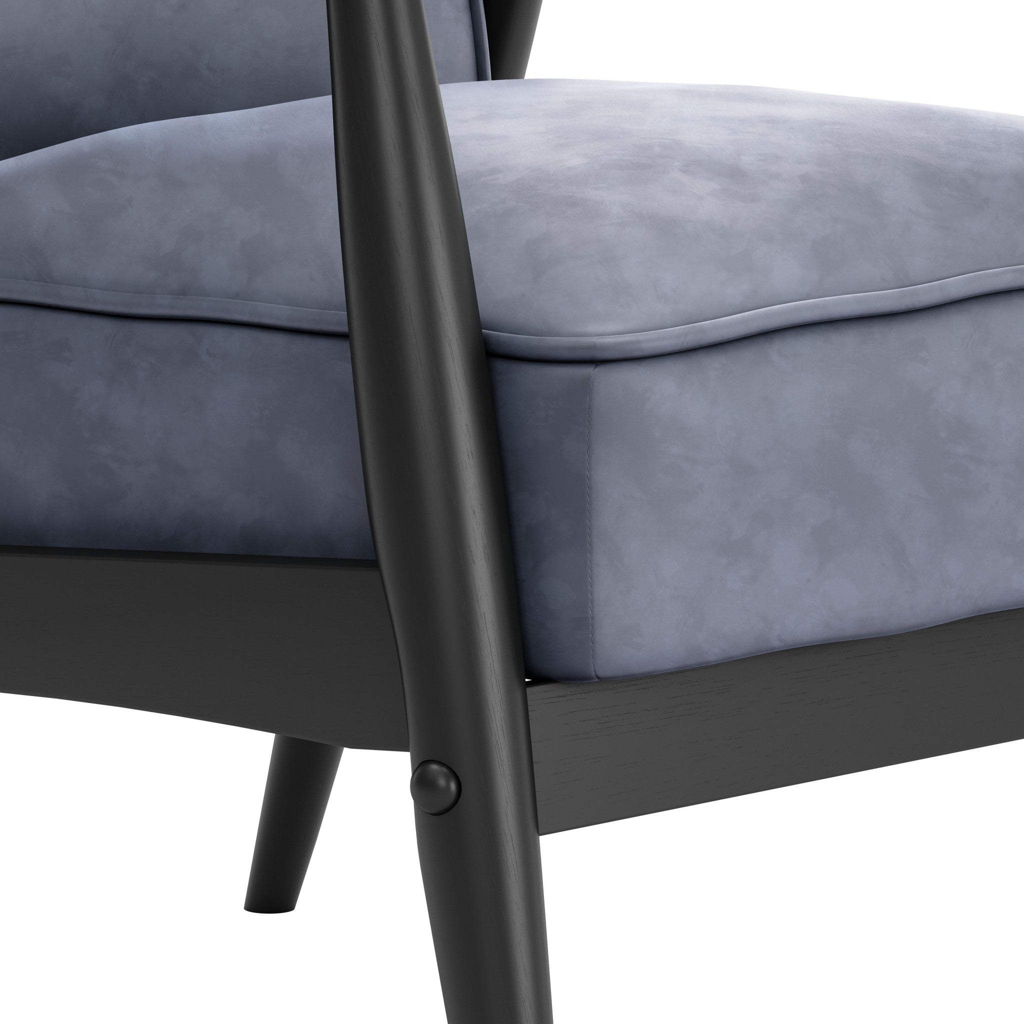 Gray Velvet And Black Arm Chair 32"