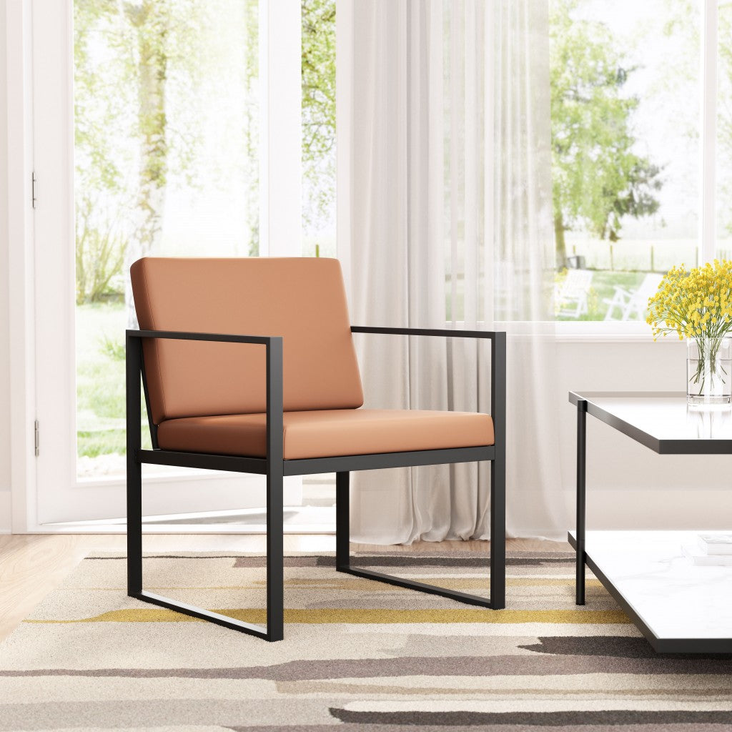 Brown and Black Sleek and Modern Accent Armchair