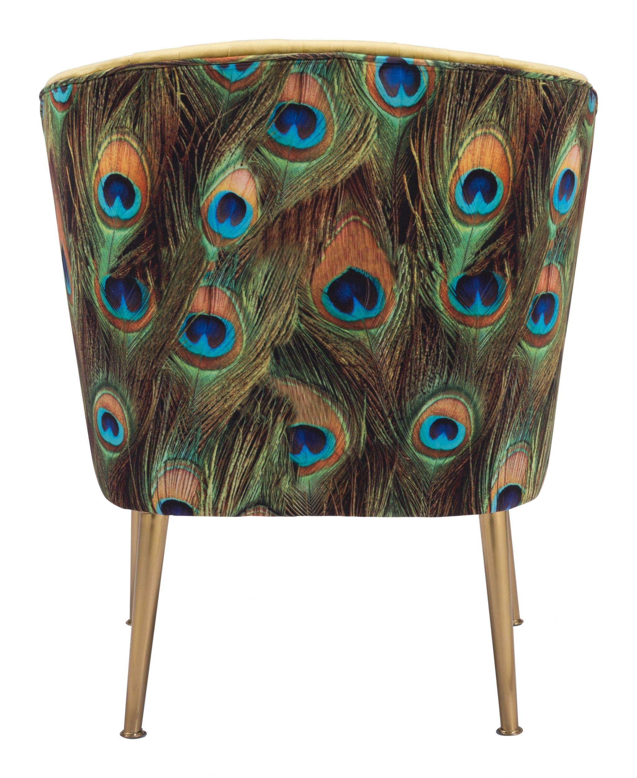 Gold Velvet Peacock Print Side Chair 26"