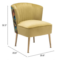 Gold Velvet Peacock Print Side Chair 26