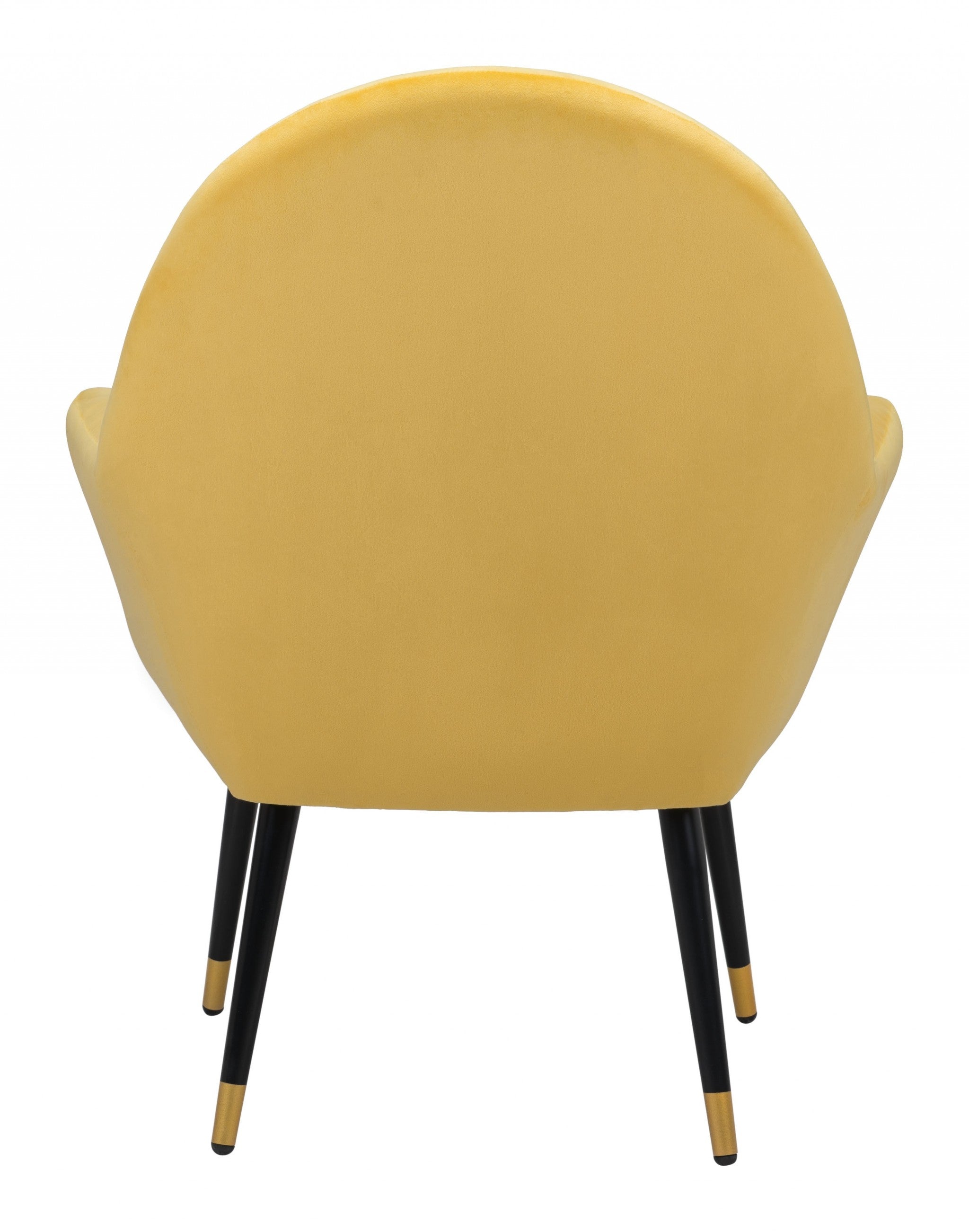 Golden Yellow Comfy Curvy Velvet and Black Accent Chair