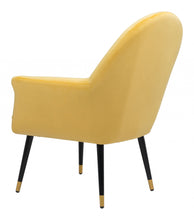 Golden Yellow Comfy Curvy Velvet and Black Accent Chair