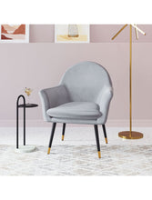 Gray Comfy Curvy Velvet and Black Accent Chair