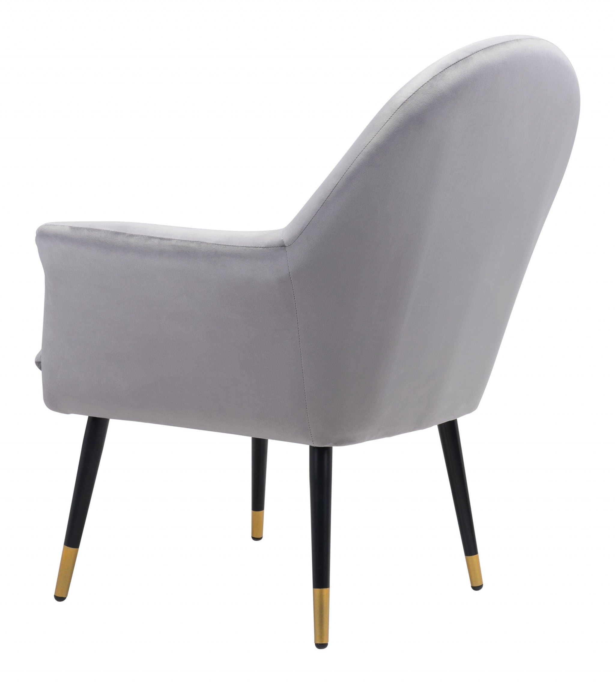 Gray Comfy Curvy Velvet and Black Accent Chair