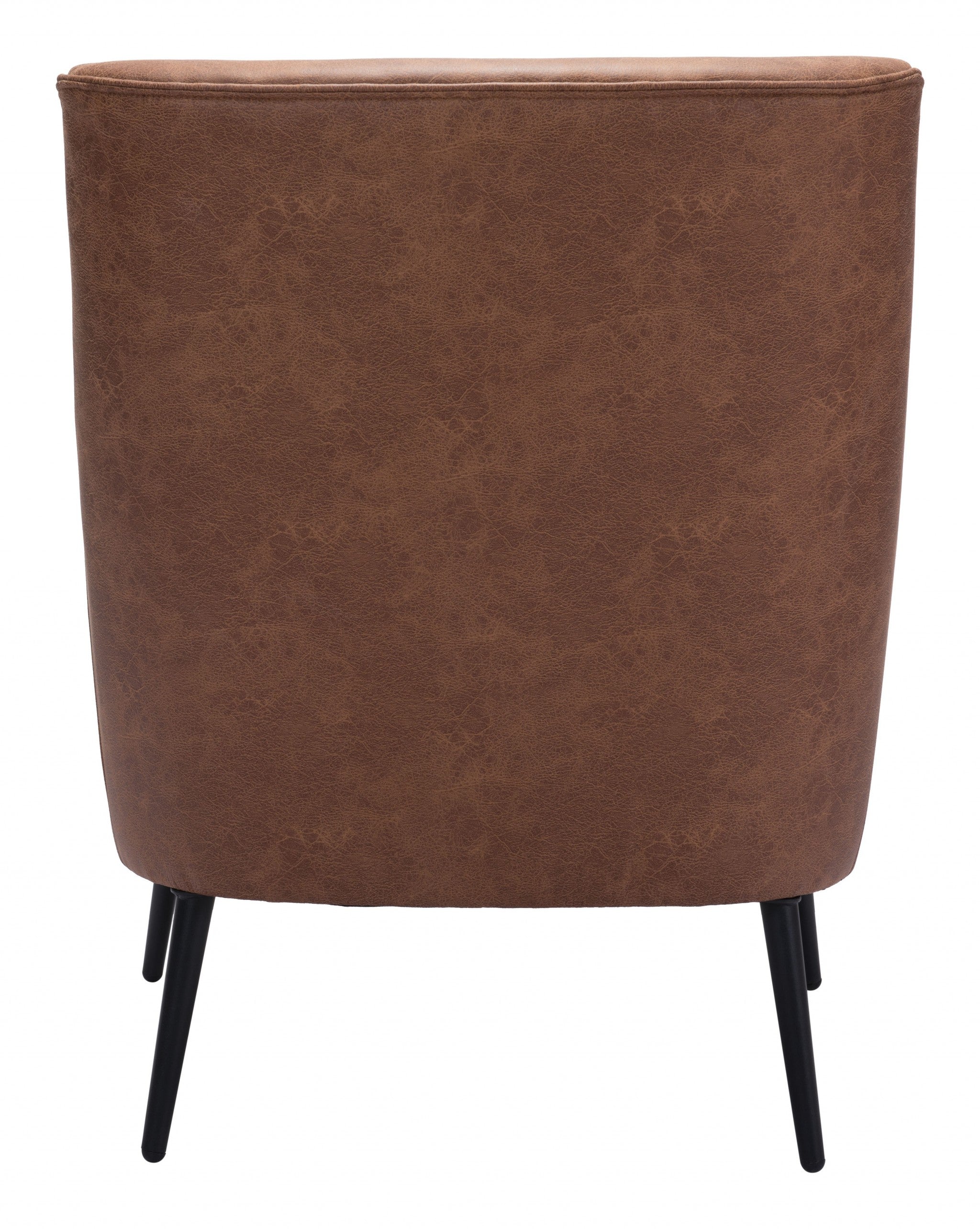 Brown Faux Leather And Gold Arm Chair 29"