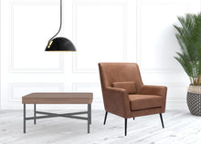 Brown Faux Leather And Gold Arm Chair 29