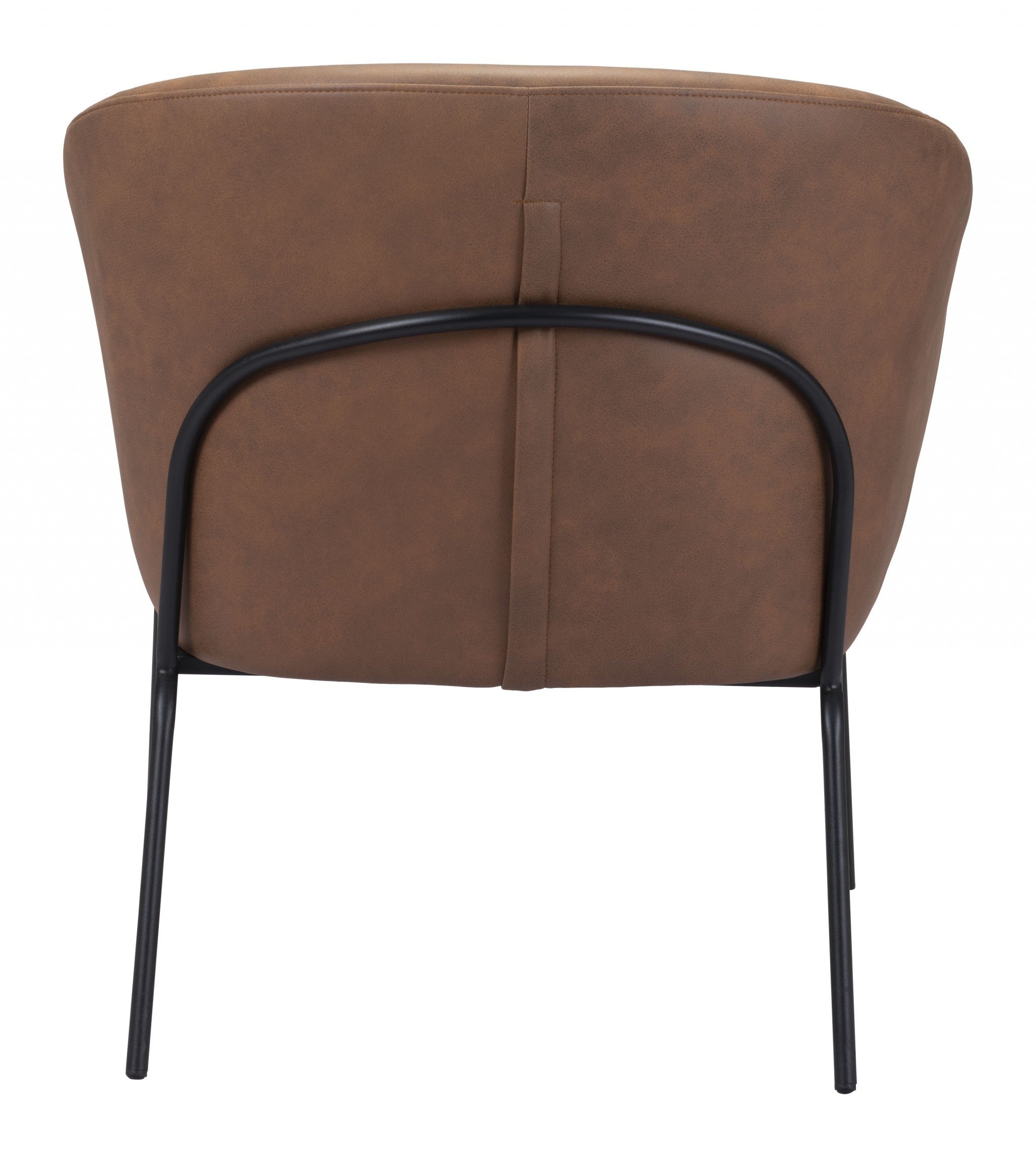 Brown Faux Leather And Gold Arm Chair 28"