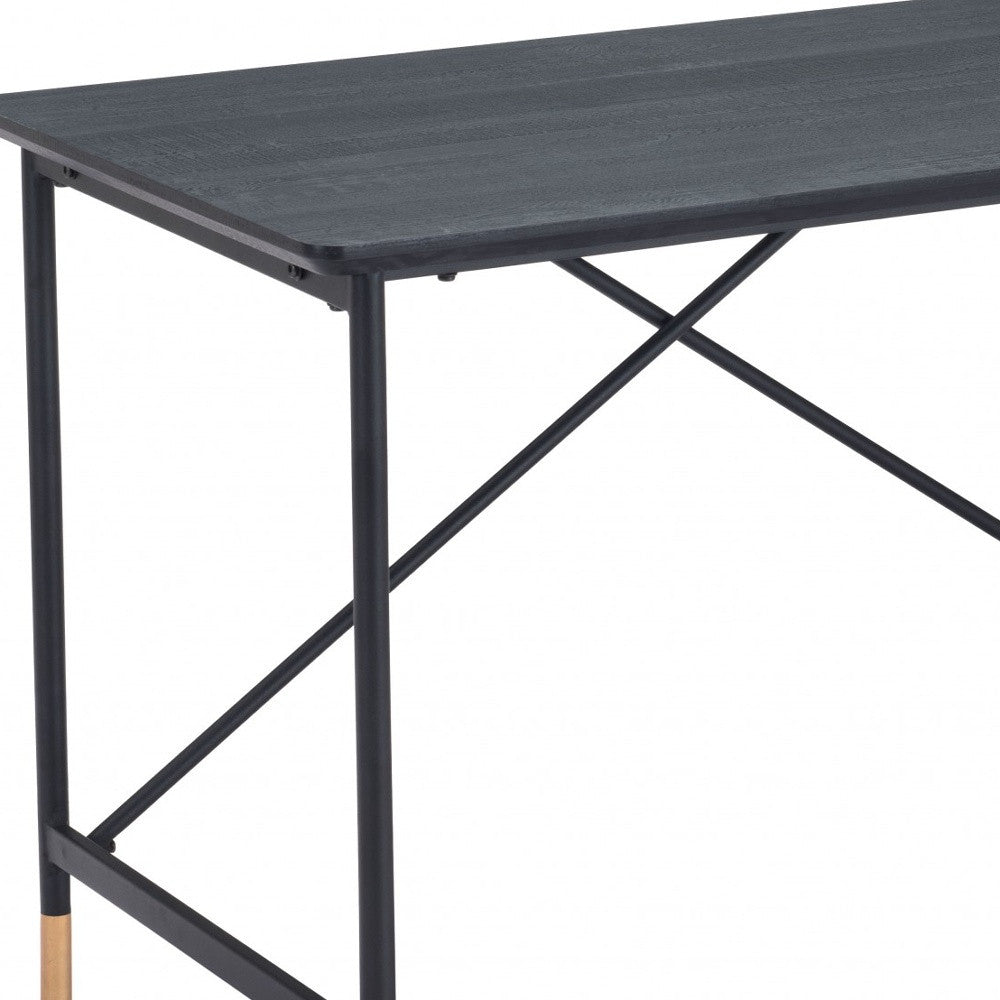 47" Black Manufactured Wood Rectangular Writing Desk With Multiple Drawers